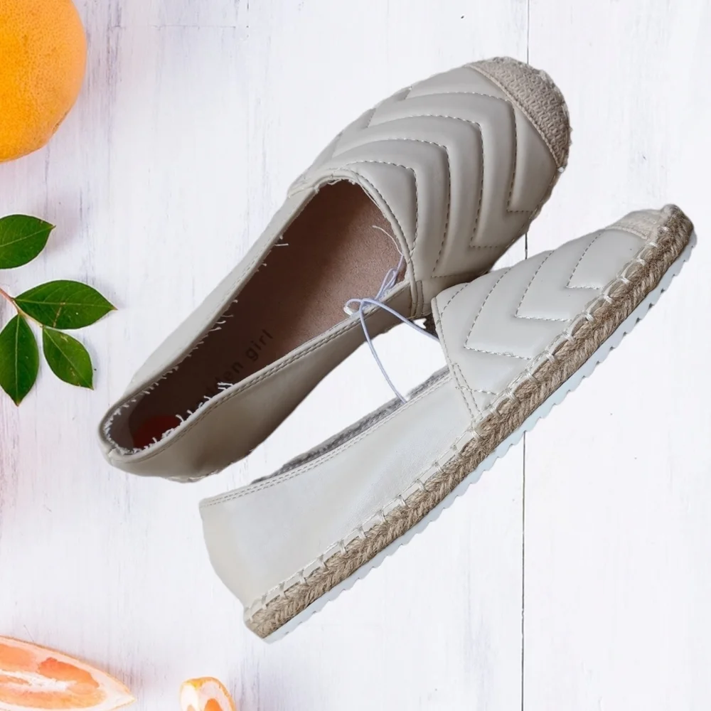🌞Nwt Madden Girl Cream Cushion Flat Espadrilles Shoes Sz 7